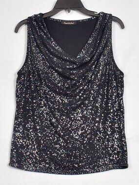 Candid Soul Women's Cowl Neck Size XL Metalic Sparkle Sleeveless